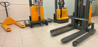 forklifts in warehouse